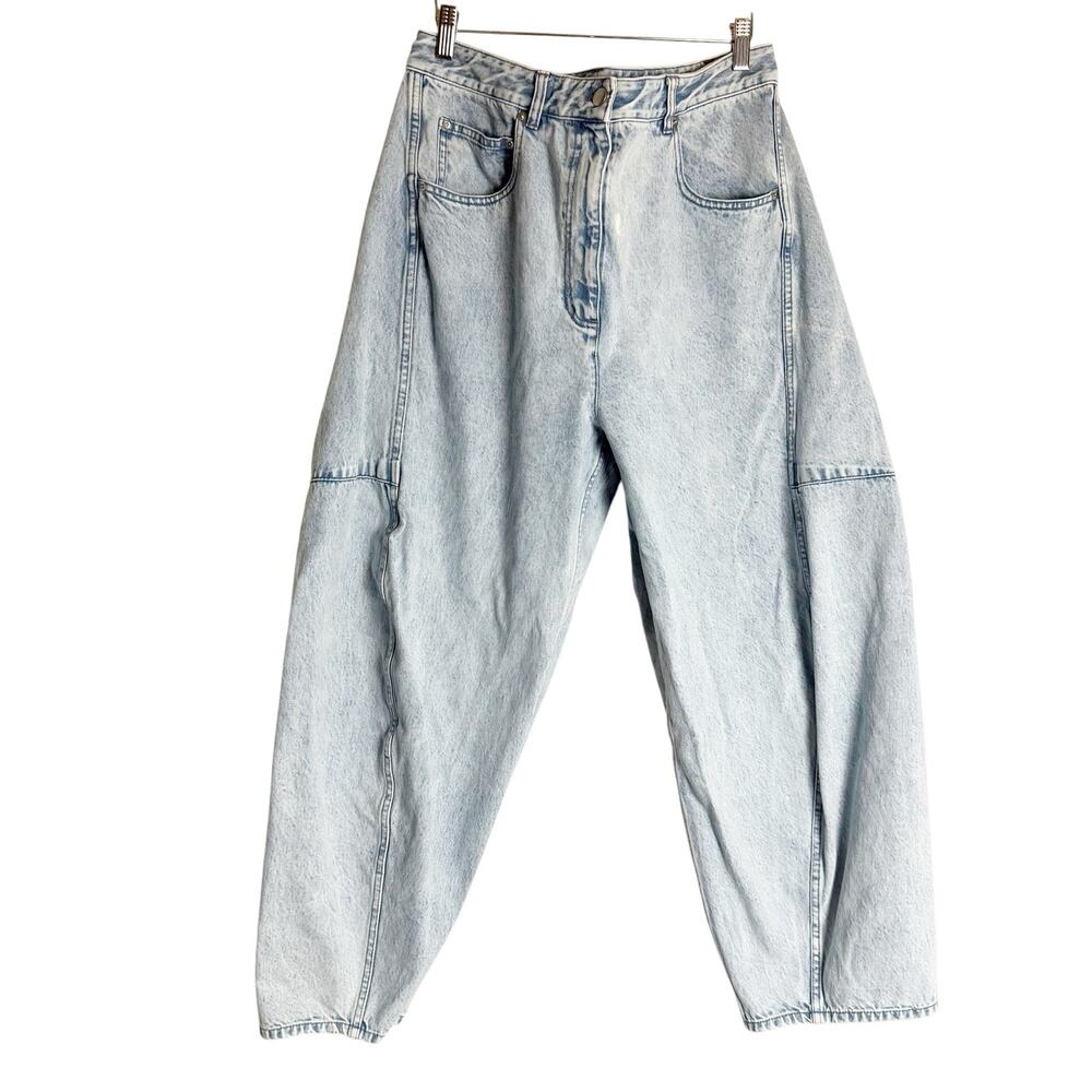 Tibi Acid Wash Light Blue Iceberg Baggy Patched Barrel Leg Relaxed Jeans Size 31 - Picture 7 of 16